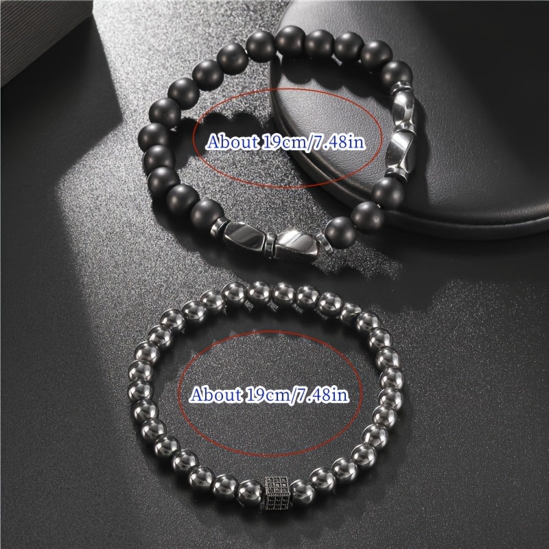 2pcs Natural Stone Bracelet Set for Men