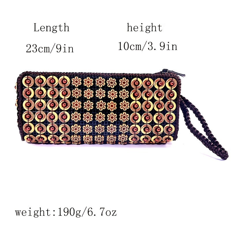 Coconut Shell Flower Clutch Bag Beaded Handbag