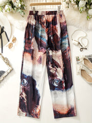 Women's Plus Marble Print High Rise Straight Leg Trousers