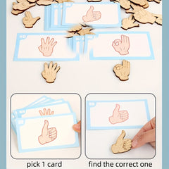 Wooden Gesture Matching Game Toy Hand Brain Coordination Logical Thinking