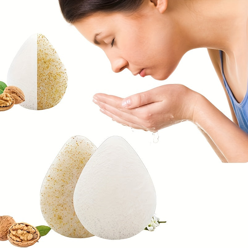 2pcs Walnut Seed Frosted Potato Face Wash Puff Exfoliating Water Drop Sponge