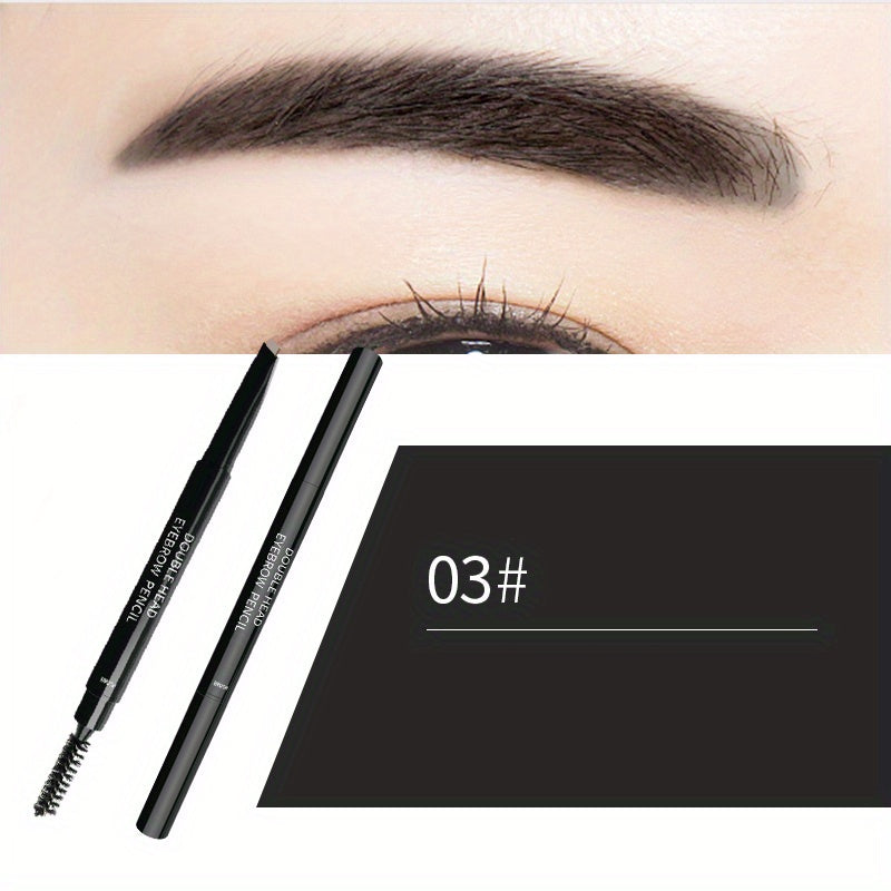 Triangle Head Eyebrow Pencil Double Ended Stick & Spiral Brush 3 Colors