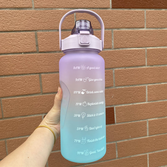 2000ml Gradient Straw Cup for Outdoor Sports and Travel