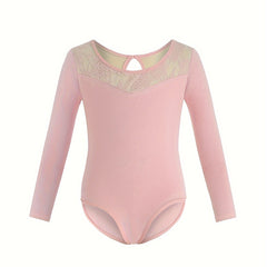 Cotton Crew Neck Long Sleeve Ballet Leotard for Girls Dance Performance