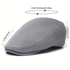 Men's Mesh Flat Cap Breathable Summer Newsboy Hat Cabbie