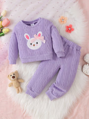 Bunny Print Sweatshirt Top Baby Girls Outfit