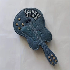 Denim Guitar Shaped Bag Crossbody Zipper Stylish Shoulder Purse