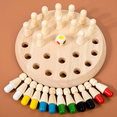 Wooden Memory Matching Game for Kids Circular Board Focus Training Toy
