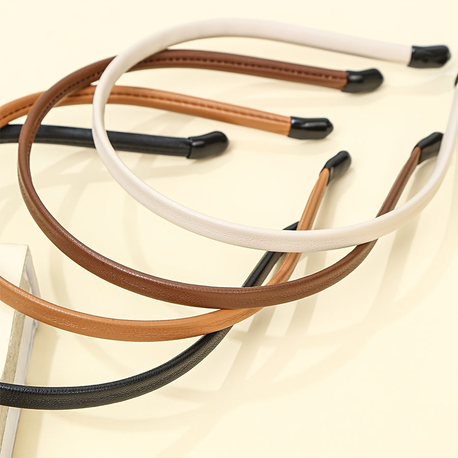 4pcs Leather Covered Headband for Women and Girls