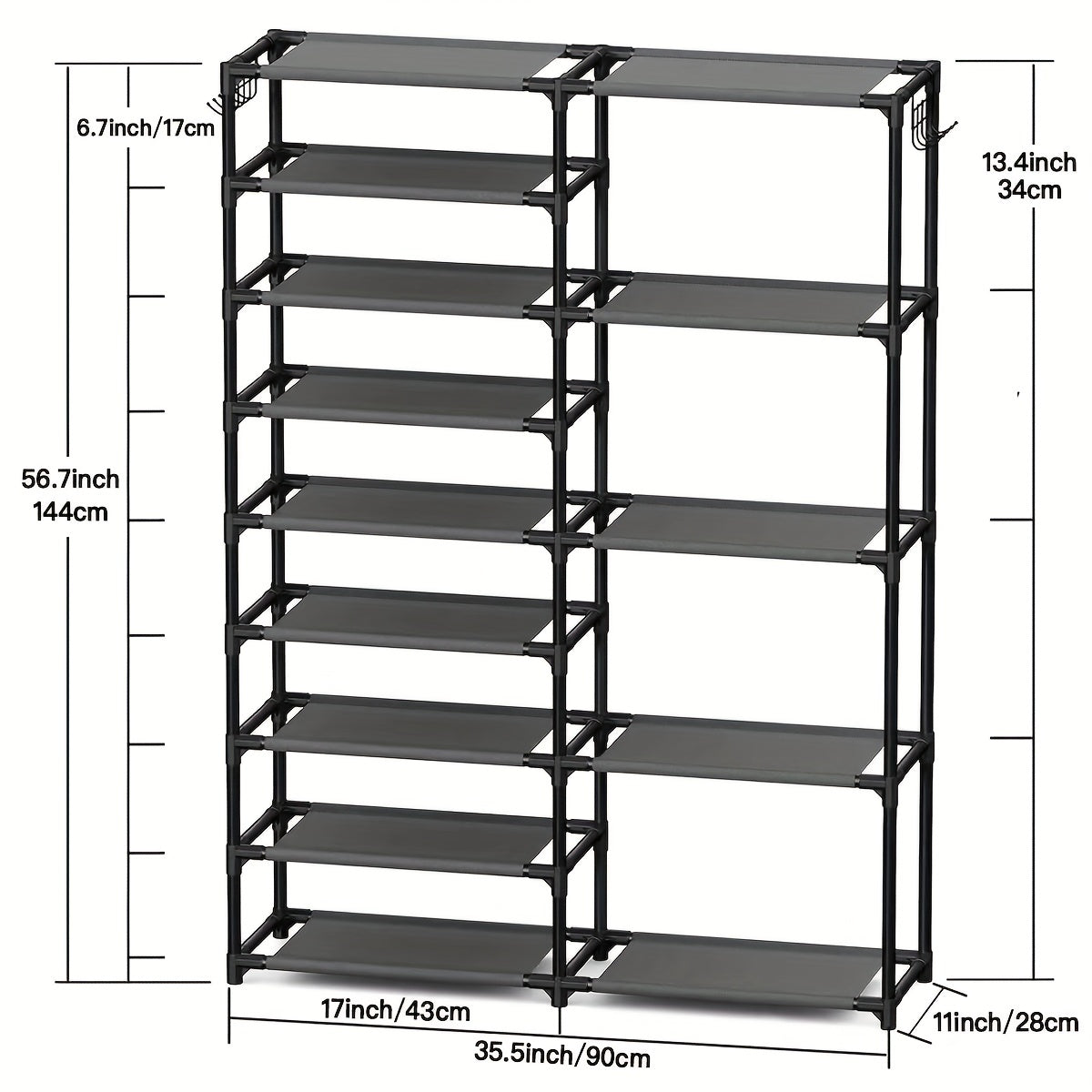 9 Tier Tall Shoe Rack Vertical Standing Shoe Rack Heavy Duty Boot Rack