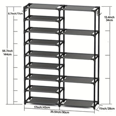 9 Tier Tall Shoe Rack Vertical Standing Shoe Rack Heavy Duty Boot Rack