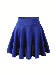 Kpop Solid High Waist Skater Skirts Casual Pleated Comfy Mini Skirts