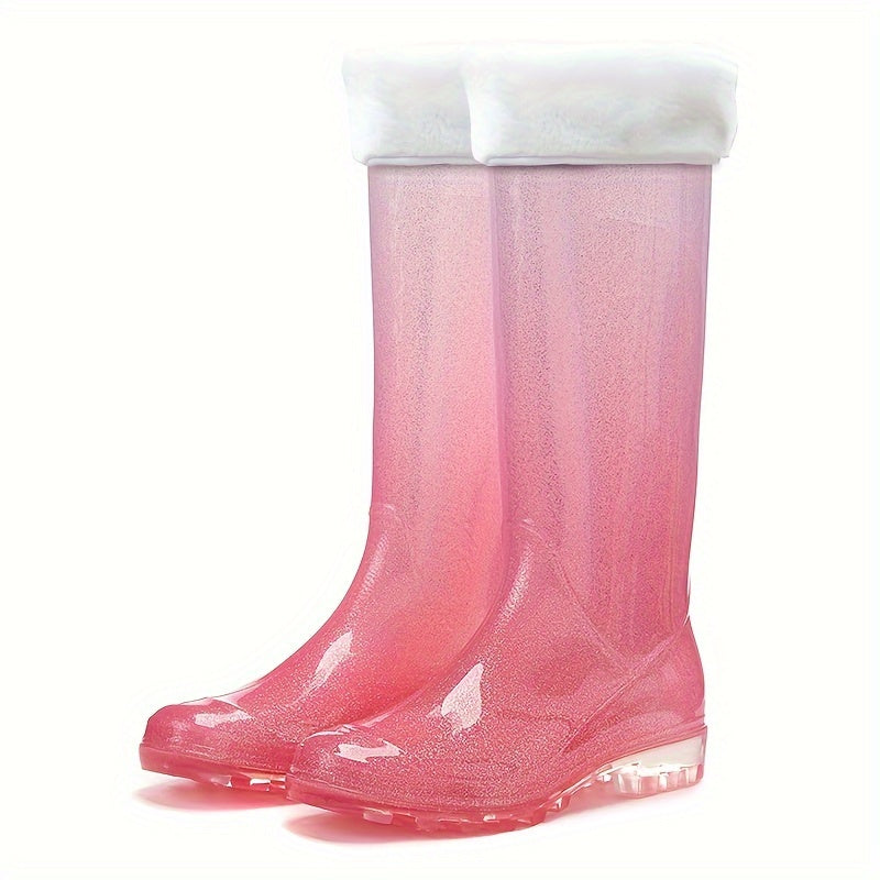 Winter Warm High Tube Women's Rain Boots Waterproof