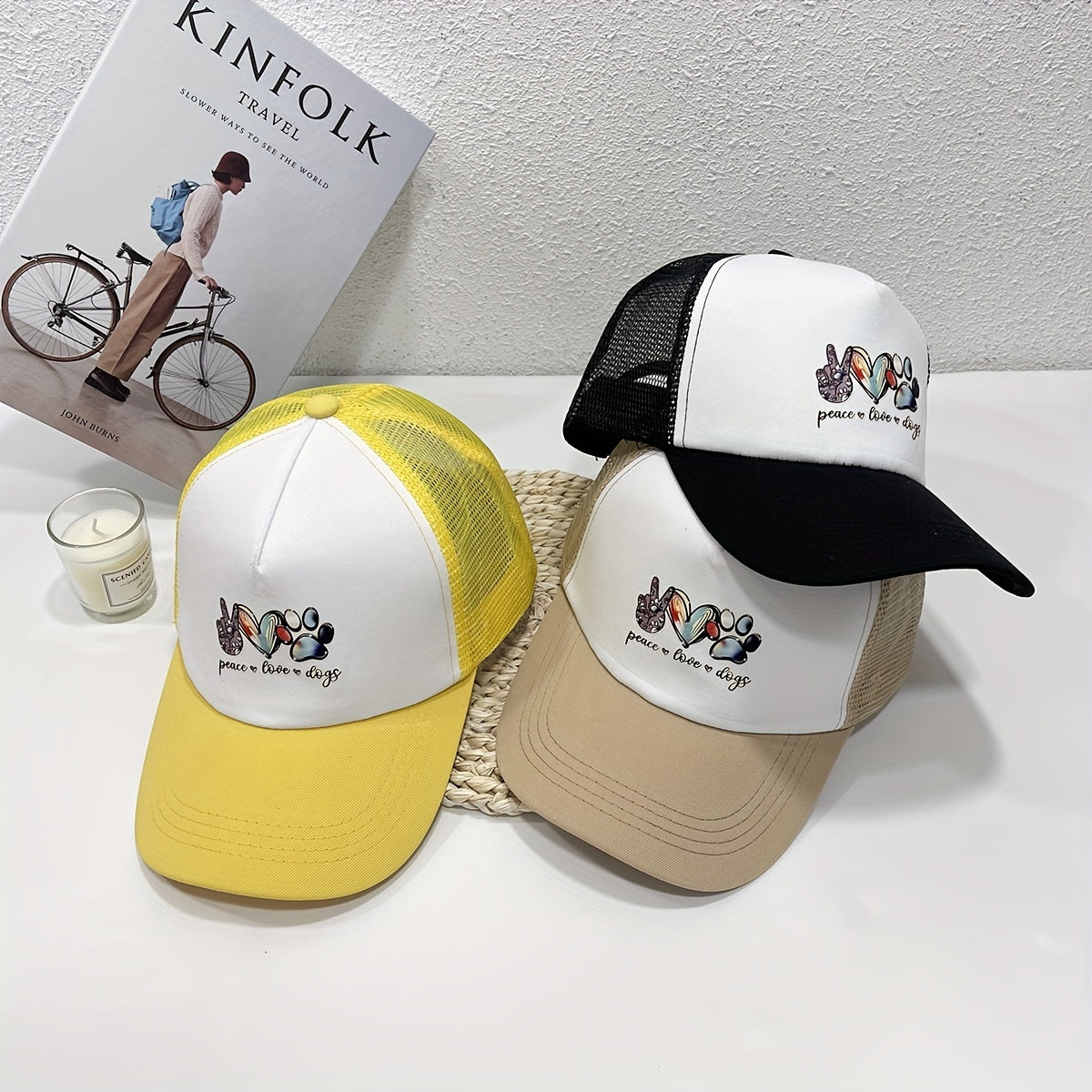 Love Dog Trucker Hat Cartoon Printed Baseball Cap Mesh Sun Hats