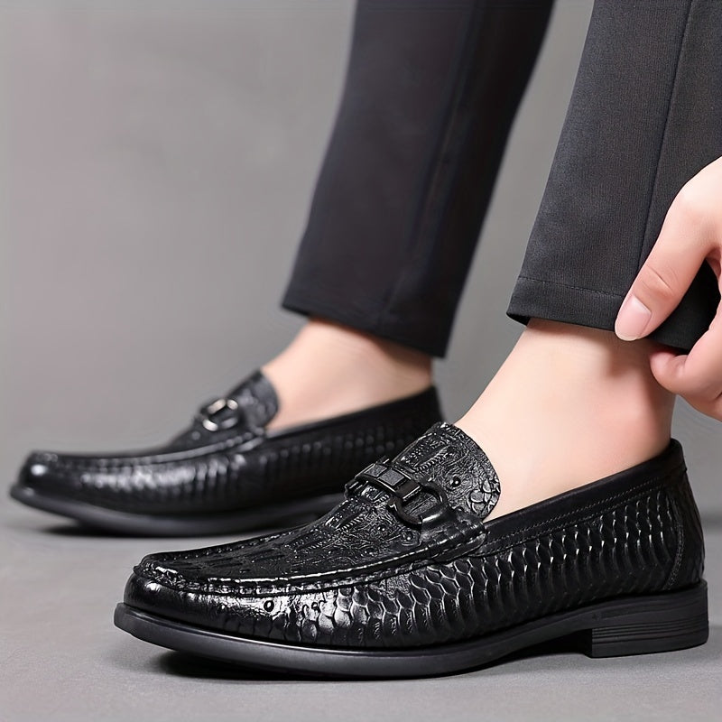Men's Horsebit Loafer Slip On Textured Shoes