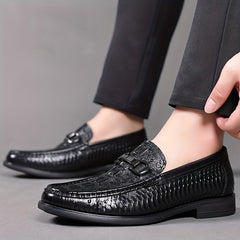 Men's Horsebit Loafer Slip On Textured Shoes