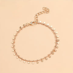 5 Pcs Stackable Chain Anklet Set with Key Tassel Pendant