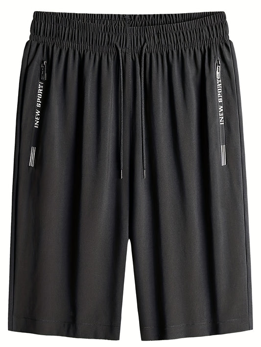 Men's Active Shorts with Zipper Pockets and Drawstring Waist