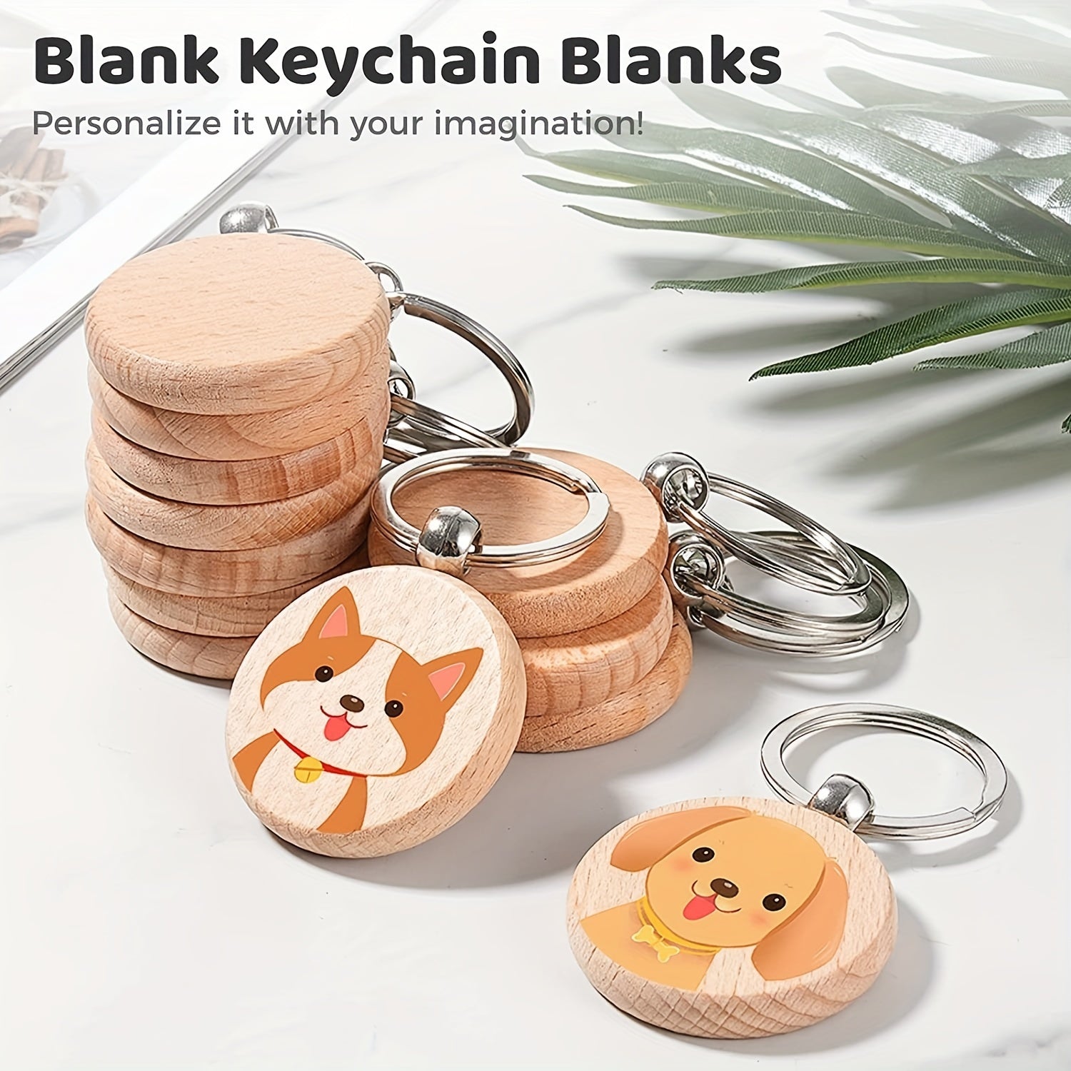 10 Pcs Blank Wood Keychains DIY Crafts Jewelry Making Pendants Bag Decorations