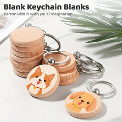 10 Pcs Blank Wood Keychains DIY Crafts Jewelry Making Pendants Bag Decorations