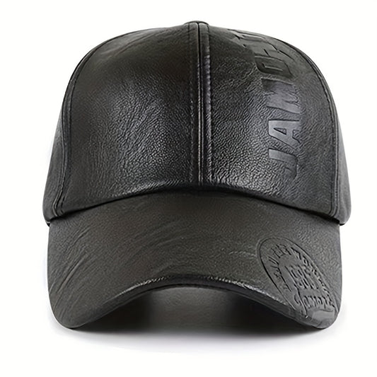 Men's Leather Warm Baseball Cap For Cycling