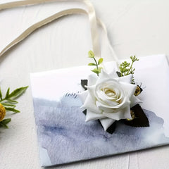 Red Rose & Greenery Bracelet Flower Polyester Romantic Wedding Accessory