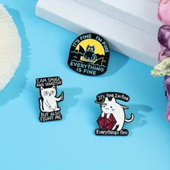 Funny Cartoon Cat Enamel Pin Brooch