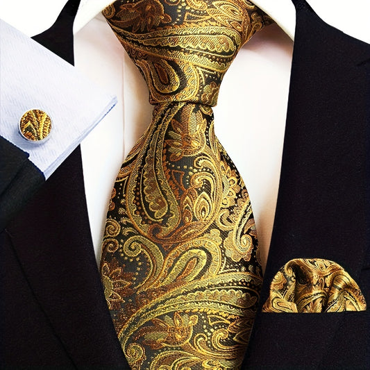 3pcs Paisley Jacquard Necktie Set For Men