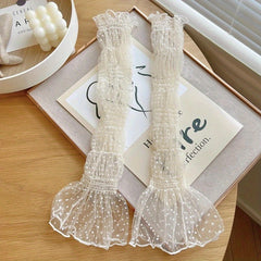 Extended Loose Gloves Polka Dot Ruffles Sunscreen Long Gloves For Women