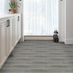 10pcs Grey Wood Peel and Stick Floor Tile, Waterproof, Easy to Install, 15x88