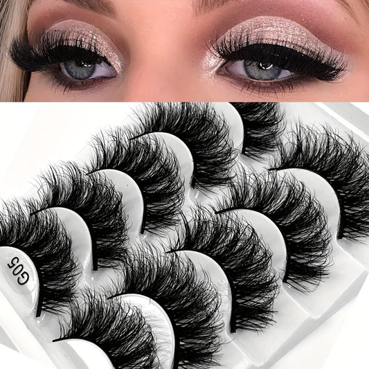 5 Pairs Thick Crisscross Faux Mink Eyelashes Natural Volume Makeup False Lashes