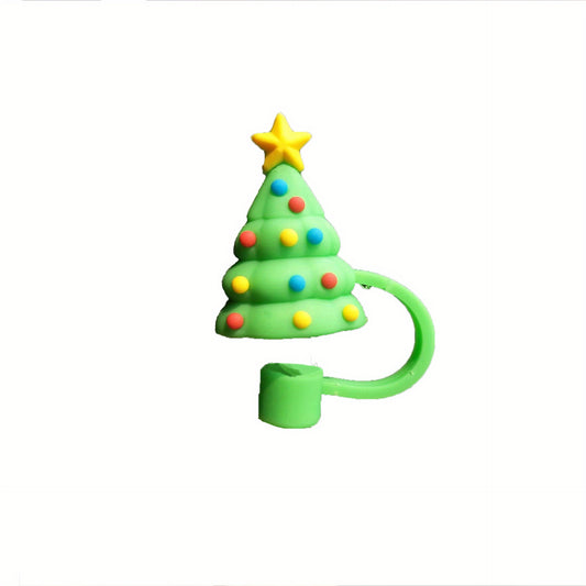 Christmas Silicone Straw Cover Straw Cap Reusable Santa Claus Halloween Tips