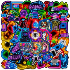 50pcs Neon Style Stickers DIY Creative Toys