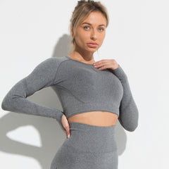 Women's Long Sleeve Crop Top Moisture Wicking Sports Shirt