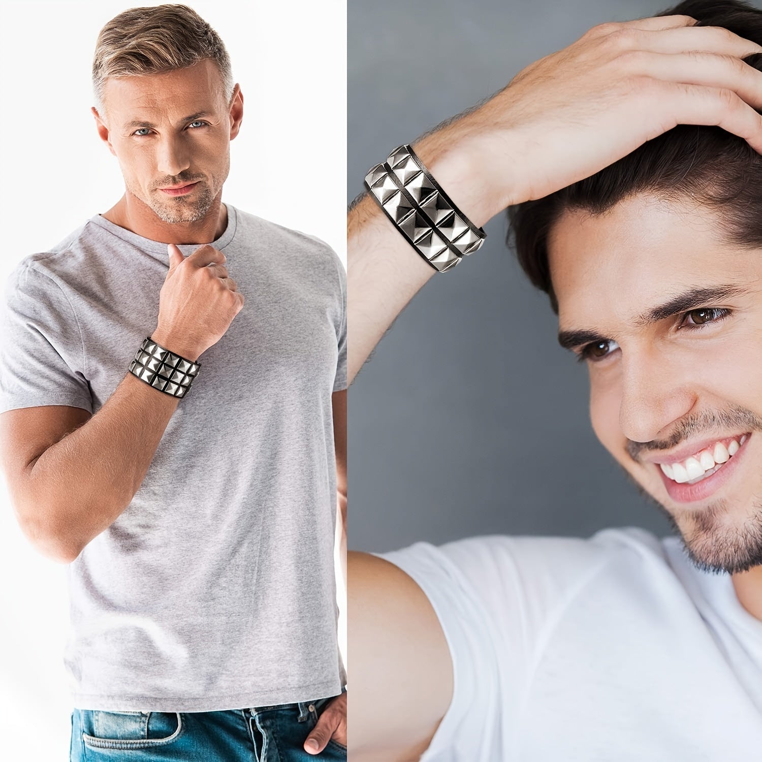 Rock PU Leather Bracelet with Willow Bracelet