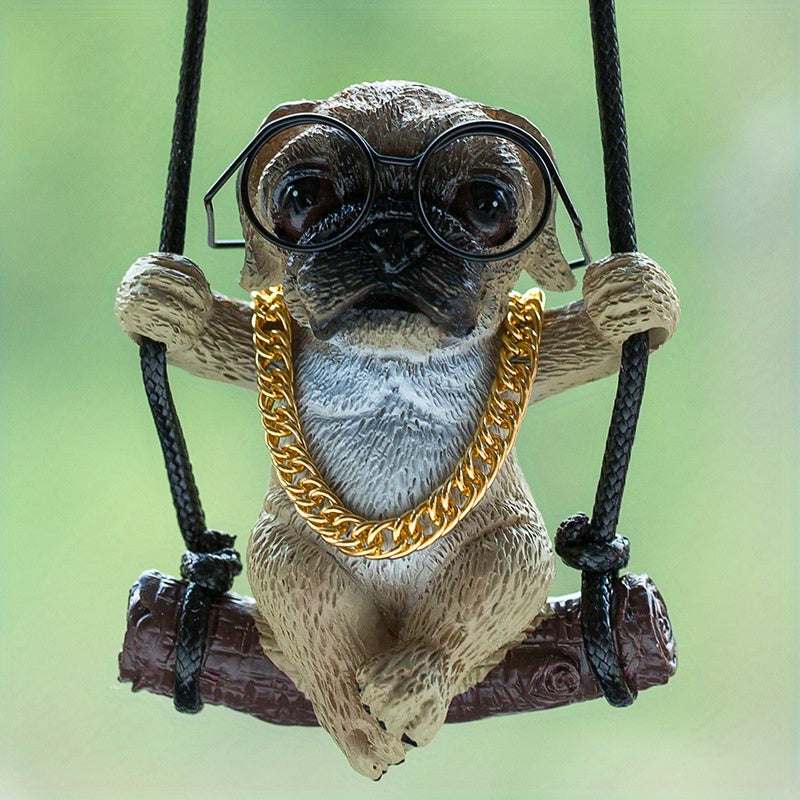 Anime Pug Gypsum Swinging Puppy Rearview Mirror Pendant