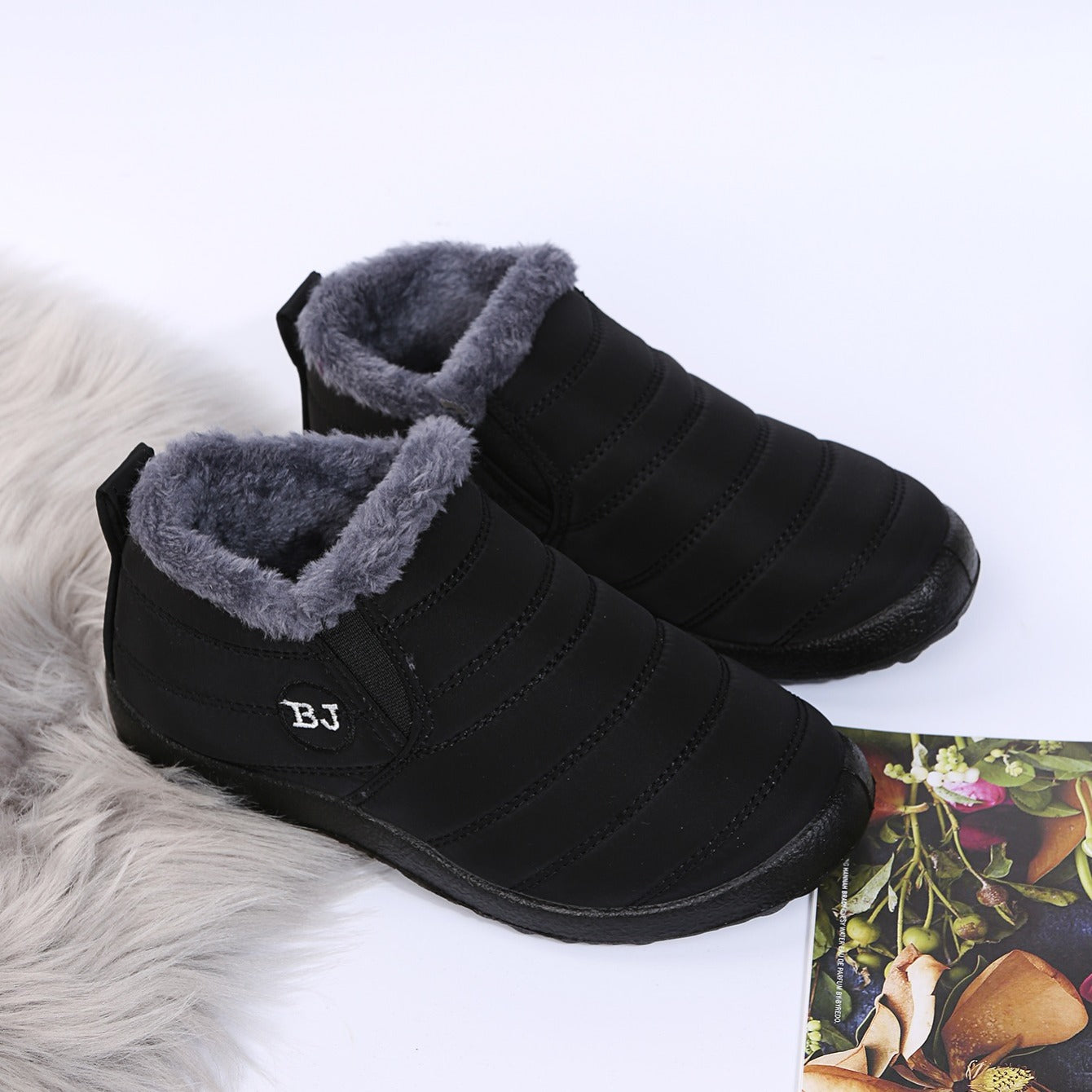 Plush Inner Thermal Snow Boots Non Slip Round Toe Pull On Ankle Boots