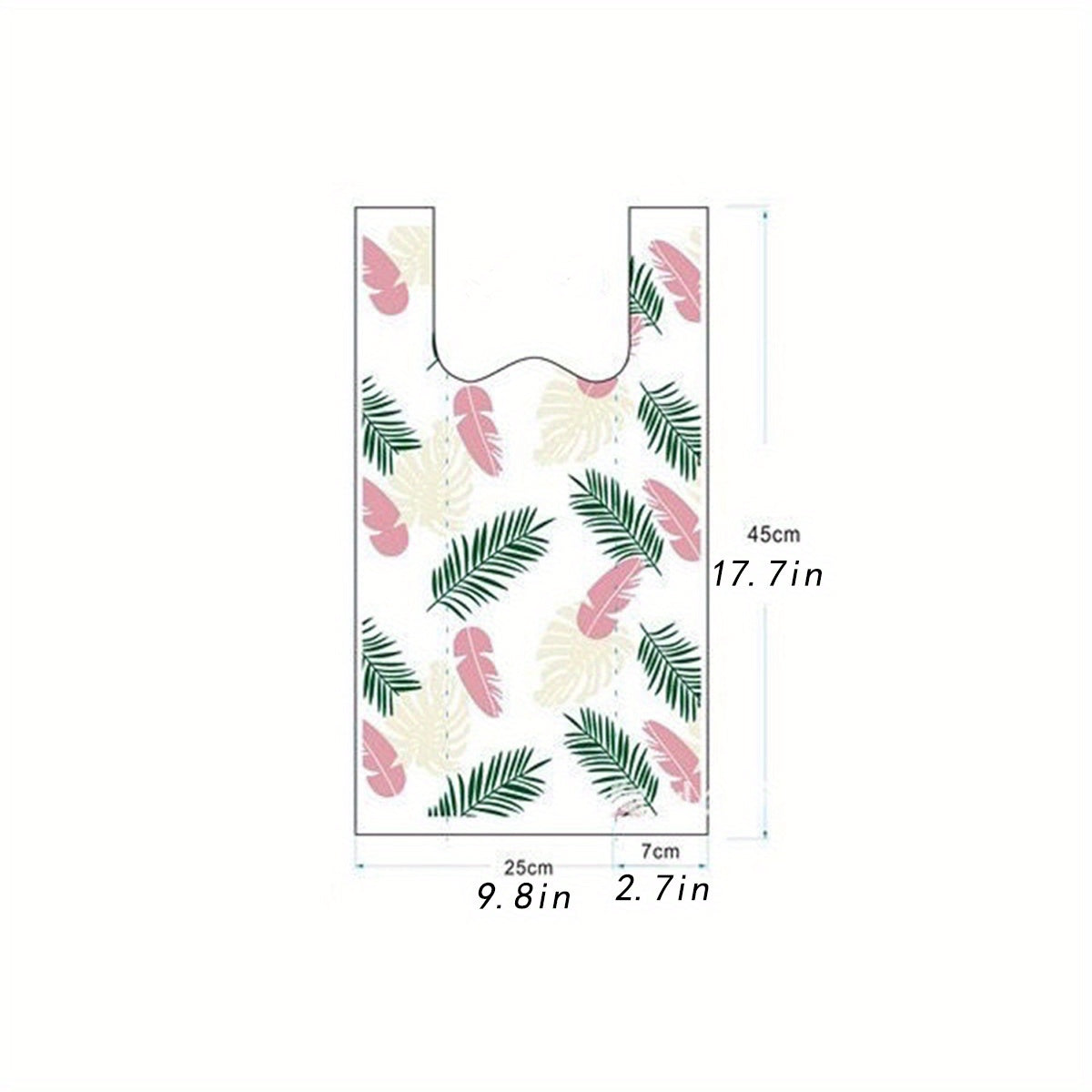 50pcs Leaf Feather Printed Shopping Bags for Take Out Grocery Shopping