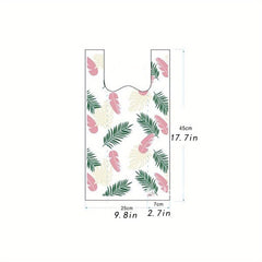 50pcs Leaf Feather Printed Shopping Bags for Take Out Grocery Shopping