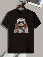 Brushy Animal Print Men's Graphic T-shirt for Summer