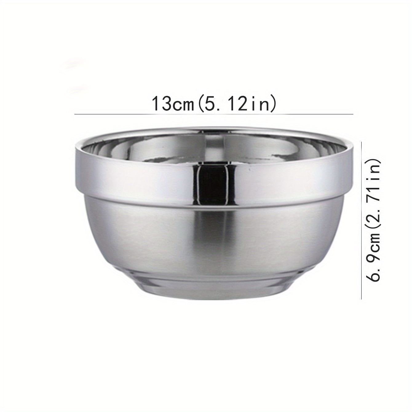 1pc Stainless Steel Anti-scald Bowl Household Rice Soup Serving Salad Mixing Bow