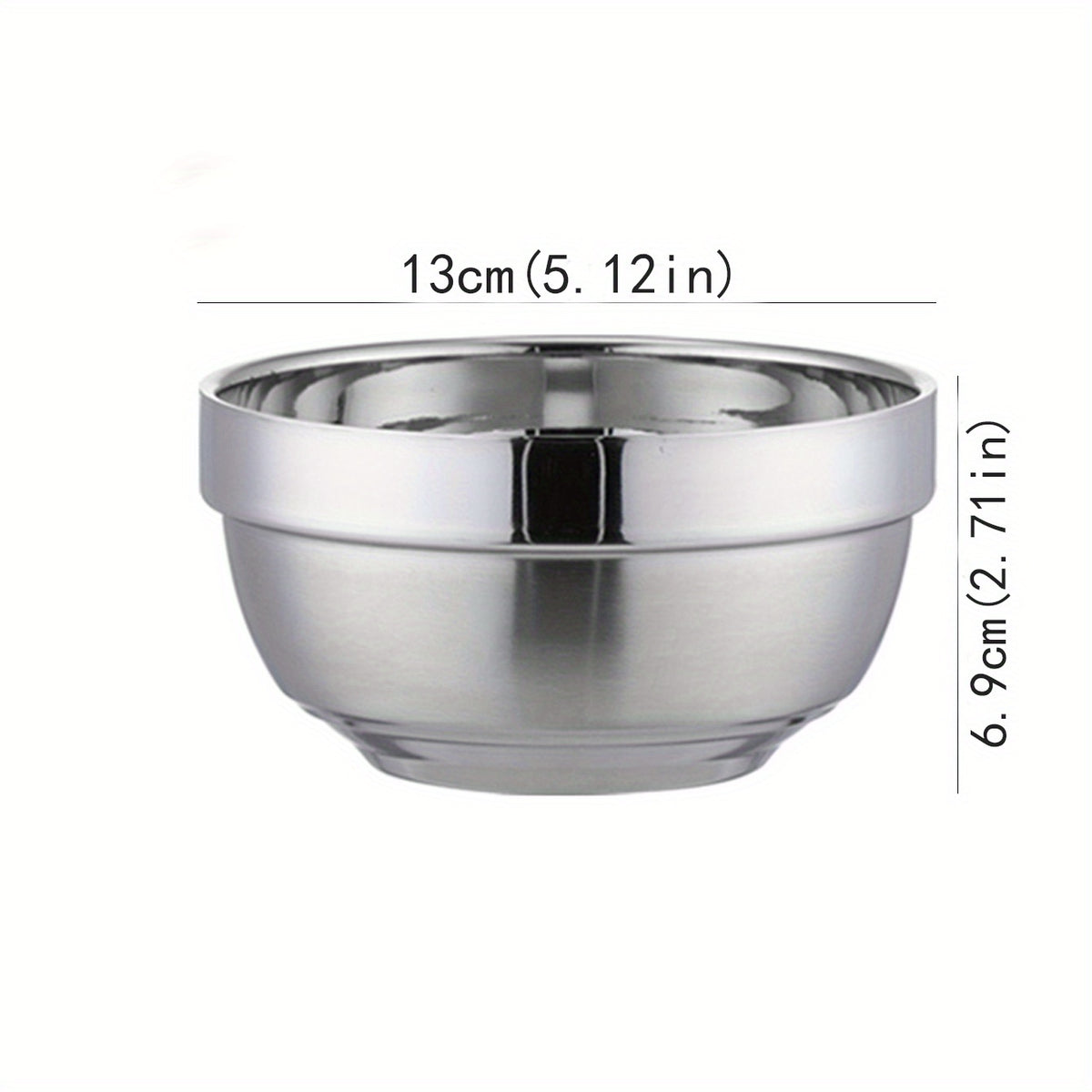 1pc Stainless Steel Anti-scald Bowl Household Rice Soup Serving Salad Mixing Bow