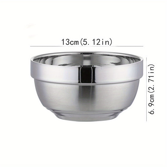 1pc Stainless Steel Anti-scald Bowl Household Rice Soup Serving Salad Mixing Bow