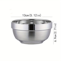 1pc Stainless Steel Anti-scald Bowl Household Rice Soup Serving Salad Mixing Bow