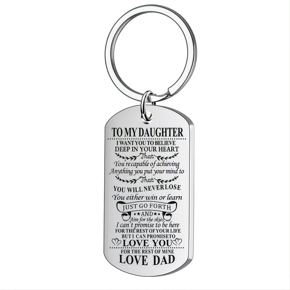 Stainless Steel Slogan Necklace Keychain Graduation Gift from Mom and Dad