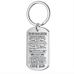 Stainless Steel Slogan Necklace Keychain Graduation Gift from Mom and Dad