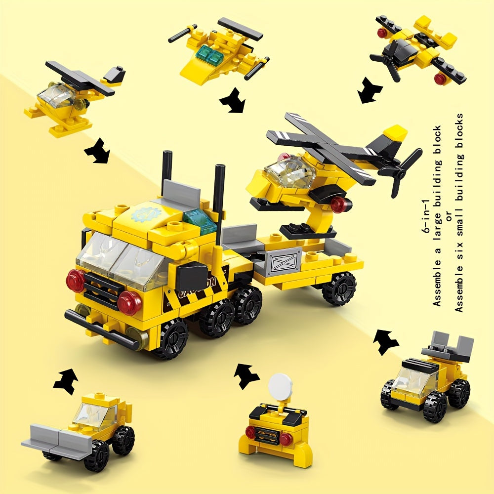 6-In-1 Truck & Helicopter Building Blocks Toy