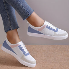 Women's Mesh Lace-Up Skate Shoes Breathable Flat Outdoor Walking Shoes