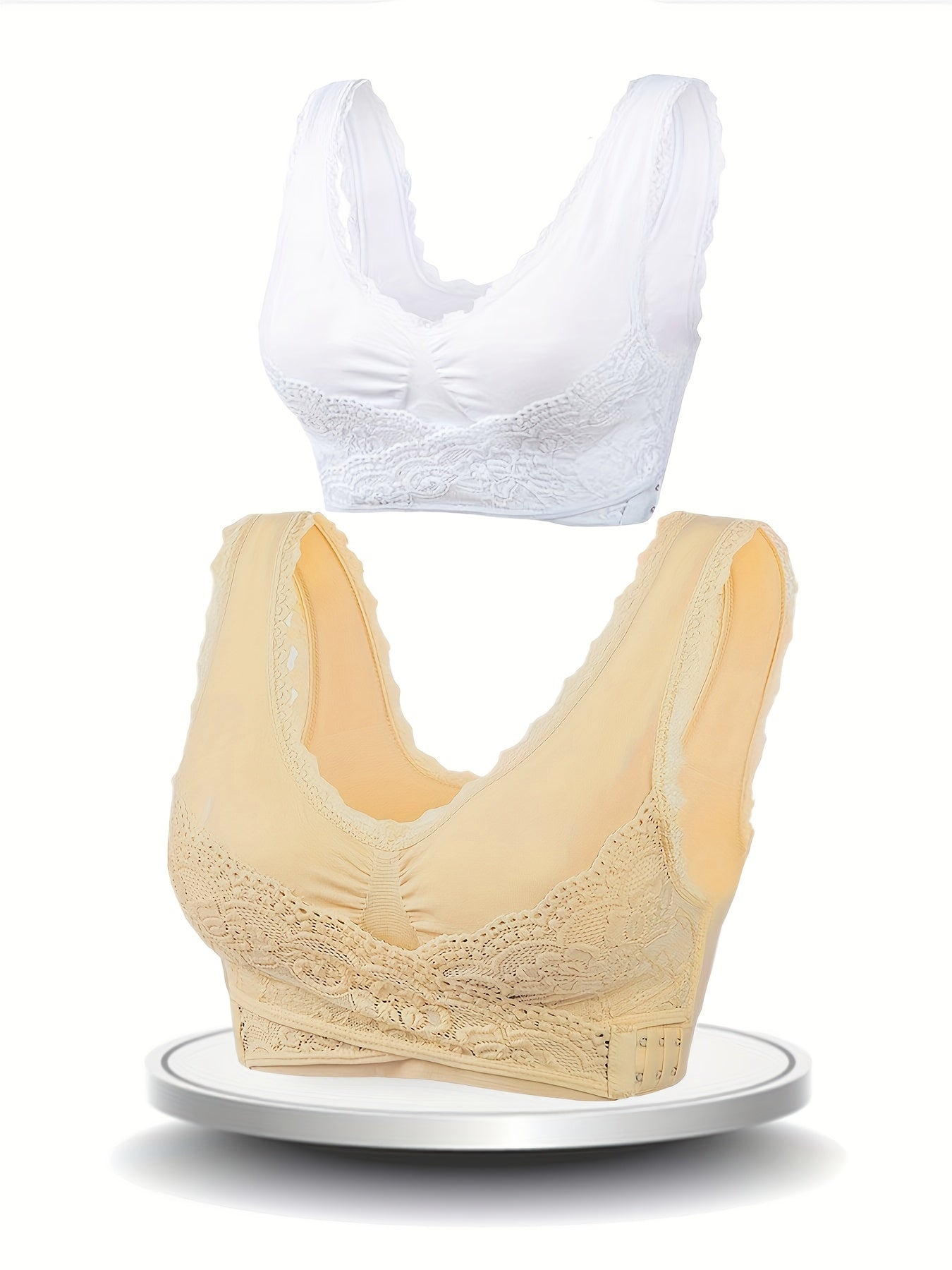 2pcs Lace Sports Bras Comfy & Breathable Yoga Fitness Tank Bra