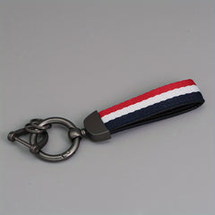 Men's Striped Nylon Ribbon Keychain Pendant